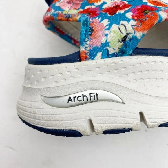 Skechers Arch Fit City Catch Navy Multi Floral Slingback Sandals 119354 Womens 7 - Picture 5 of 8